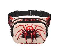 Carino piccolo ragno rosso borsa a tracolla da viaggio fitness, alla moda e casual, marsupio quadrato a doppio strato, nero, taglia unica, Nero, One Size