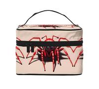 Carino piccolo ragno rosso borsa per il trucco da donna, grande capacità, borsa portatile da viaggio per trucchi (22,9 x 16,5 x 15,7 cm) borsa per trucco per ragazze grande borsa per il trucco