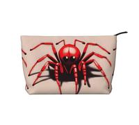 Carino Piccolo Ragno Rosso Chiusura Cerniera Velluto a Coste Trucco Bag Organizer Multifunzionale 22x7x17cm per Viaggi Campeggio Vacanza Fitness, Nero , Taglia unica