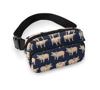 Carino Pig - Marsupio da donna, con stampa blu navy