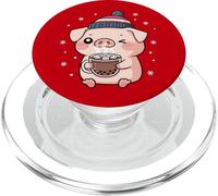 Carino Piggy Inverno Cioccolata Calda Fiocchi di neve PopSockets PopGrip per MagSafe