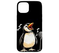 Carino Pinguino Canta con Karaoke Mic Costume Custodia per iPhone 15 Plus