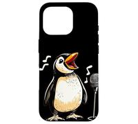 Carino Pinguino Canta con Karaoke Mic Costume Custodia per iPhone 16 Pro