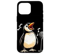 Carino Pinguino Canta con Karaoke Mic Costume Custodia per iPhone 16 Pro Max