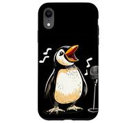 Carino Pinguino Canta con Karaoke Mic Costume Custodia per iPhone XR