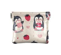 Carino pinguino fragola spremere portamonete portamonete titolare titolare PU pelle mini portafoglio portamonete per donne ragazze uomini