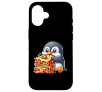 Carino Pinguino Mangiare Lasagne Cibo Italiano Custodia per iPhone 16
