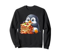 Carino Pinguino Mangiare Lasagne Cibo Italiano Felpa
