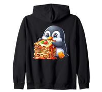 Carino Pinguino Mangiare Lasagne Cibo Italiano Felpa con Cappuccio