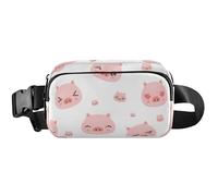 Carino Pink Pig Bianco Fanny Pack Donne Antifurto Cintura Bag Impermeabile Moda Marsupio per Uomini, Carino Rosa Maiale Bianco, 20,3 x 13,5 x 5,8 cm, Divertente Carino, Carino Rosa Maiale Bianco, 20,3