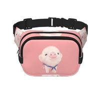 Carino Pink Pig - Marsupio unisex regolabile a doppio strato, quadrato, per attività all'aperto, viaggi, corsa, escursionismo, Nero , Taglia unica