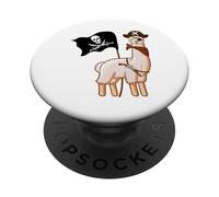 Carino Pirata Llama Costume Divertente Animale Avventura PopSockets PopGrip Adesivo