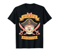 Carino Pirata Principessa Rosa Cranio Crossbones Pirate Crew Ragazze Maglietta