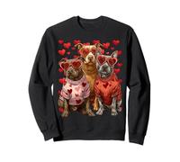 Carino Pitbull con Occhiali da Sole Cuore San Valentino Cuori Felpa
