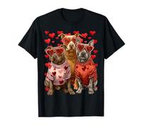 Carino Pitbull con Occhiali da Sole Cuore San Valentino Cuori Maglietta