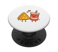Carino, pizza, e, soda, coppia, tenendosi per mano PopSockets PopGrip Adesivo