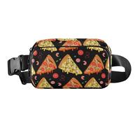 Carino Pizza Nero Impermeabile Donne Marsupio Grande Hip Belt Bag Funky per le donne, Carino Pizza Nero, 20,3 x 13,5 x 5,8 cm, Divertente Carino, Pizza Carina Nero, 20,3 x 13,5 x 5,8 cm, Divertente