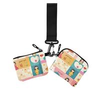 Carino Plaid Bellezza Colore Blush Borse Monete Delle Donne Titolare Della Carta Sottile Portatile Porta Biglietti Da Visita Cassa Soldi Organizer con Portachiavi per Le Donne 2, carino plaid bellezza