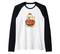 Carino Pollo Spaghetti Pasta Amante Maglia con Maniche Raglan