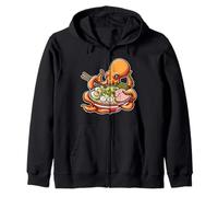 Carino Polpo Mangiare Ramen Divertente Cibo Giapponese Felpa con Cappuccio