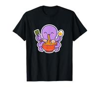 Carino Polpo Slurping Ramen Bowl Divertente Food Art Maglietta