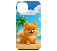 Carino Pomerania Cucciolo Cartone Cane Spiaggia Tropicale Custodia per iPhone 13