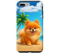 Carino Pomerania Cucciolo Cartone Cane Spiaggia Tropicale Custodia per iPhone 7 Plus/8 Plus