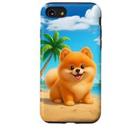 Carino Pomerania Cucciolo Cartone Cane Spiaggia Tropicale Custodia per iPhone SE (2020) / 7 / 8