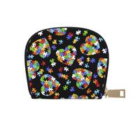 Carino Pomeranian piccolo porta carte con cerniera per donne/uomini, custodia in pelle PU porta carte di credito portafoglio, Love Heart Colors Patte, Taglia unica
