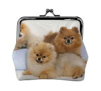 Carino Pomeranian Print Coin Purse Pouch Change Purse con Kiss Lock Piccolo Vintage Pouch Purse per Uomo Donna, Nero , Taglia unica, Portamonete