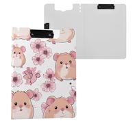 Carino porcellino d'India Animale Bianco Appunti Pieghevole Due Clip Metallo Portapenne Clip Board con Copertura Appunti Appunti Organizer Ufficio