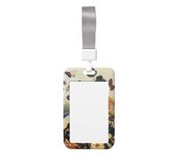 Carino porta badge - Gallina farfalla volante tra fiori stampa elegante verticale porta badge