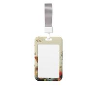 Carino porta badge - gallina farfalla volante tra fiori stampa elegante verticale porta badge