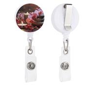 Carino porta badge infermieristico retrattile con clip a coccodrillo orchidea pietra rossa candele ID badge clip per ufficio, dottore, infermiere