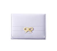 Carino portafoglio Coquette Bow Piccolo Portafoglio Tripiegato Estetico Bifold RFID Blocco Porta Carte In Pelle Mini Breve Portamonete con Finestra ID per Donne Ragazze Signore, Viola, classico