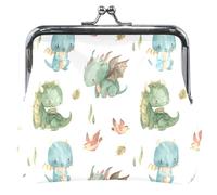 Carino portafoglio draghi verde da donna con fibbia in pelle e chiusura a bacio piccolo, carino dragons green, UNITALLA Cute Dragons Green, UNITALLA Classic, Cute Dragons Green, Taglia unica, Classic
