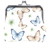 Carino Portamonete Donna Pelle Acquerello Farfalle Blu Bacio Blocco Monete Cambiamento Della Moneta Portafoglio 11,5 cm x 10,5 cm