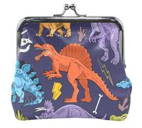 Carino portamonete in pelle per donne e ragazze con chiusura a baci, dinosauro viola, classico, Dinosauro Cool Viola, Classico