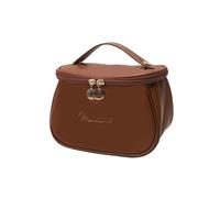 Carino PU Makeup Bag per le Donne Articoli da toeletta Organizzatore Impermeabile Viaggio Make Up Pouch Femminile Grande Capacità Portatile Caso Cosmetico, Marrone, Taglia unica