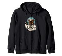 Carino Pug Astronauta Space Explorer Art Felpa con Cappuccio
