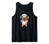 Carino Pug Chef Cooking Cartoon Design Canotta