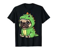 Carino Pug Dog in Trex Dinosaur Costume Kawaii Animale Maglietta