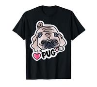 Carino Pug Dog Mamma Carlino Papà Kawaii Pug Dog Doodles Pug Maglietta