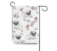 Carino Pug Dogs Bianco Decorativo Giardino Bandiere Pasqua banner per la decorazione del portico 28x40 double sided