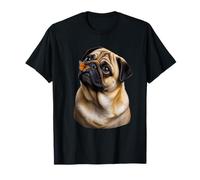 Carino Pug Farfalla sul Naso Amante dei Cani Maglietta