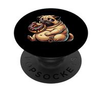 Carino Pug Mangiare Ciambella Dolce Cartoon Divertente PopSockets PopGrip Adesivo