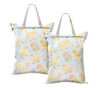 carino pulcino fiore giallo rosa impermeabile lavanderia borsa da viaggio borse bagnate per nuoto bagno vestiti sporchi borsa da viaggio con manico 2 PCS