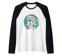 Carino punk dinosauro rock n roll goth Dino chitarrista rock band Maglia con Maniche Raglan