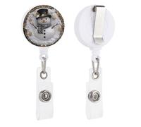 Carino pupazzo di neve nero o bianco retrattile porta badge bobina clip porta carta d'identità per medico infermiere studente ufficio lavoratore