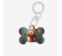 Carino pupazzo di neve stampa carino acrilico cani tag doppio lato shap ID tag con portachiavi per animali domestici artigianato decorazioni